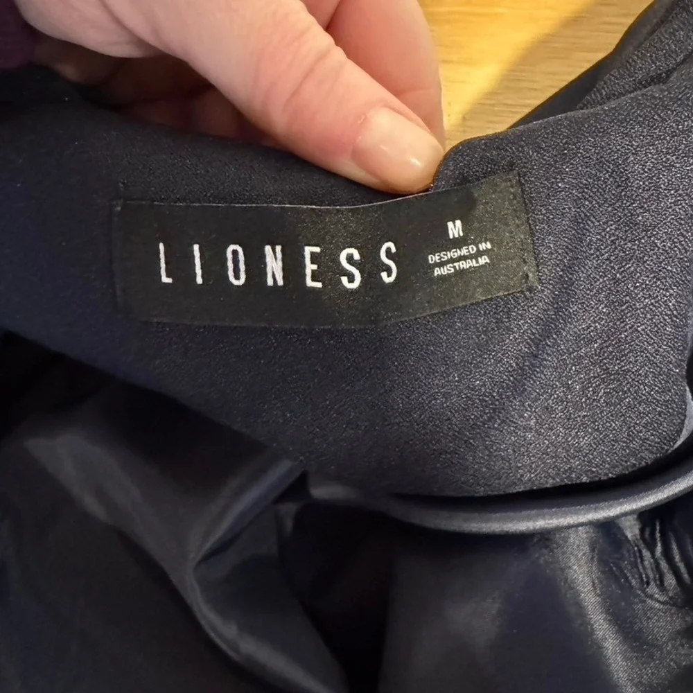 Lioness | Navy Blue Palermo Blazer Gold Crest Button Double Breasted Jacket Sz.M